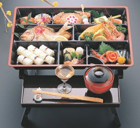 弁当箱 新兼六足黒(尺2寸、尺5寸兼用) 幅367 奥行417 高さ150/業務用/新品/小物送料対象商品