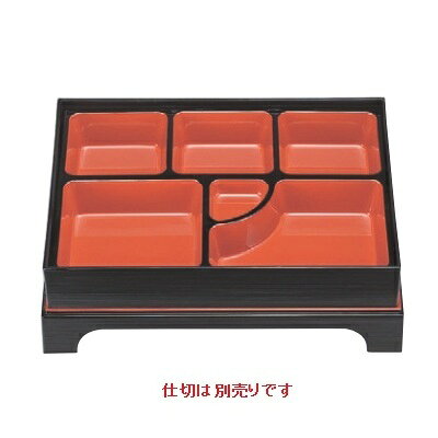 商品情報商品名：尺2寸長手御膳松花堂黒千筋天朱（仕切別）寸法：幅360×奥行270×高さ72メーカー：若泉漆器お届け数（合計）：1材質・素材：ABS樹脂・熱可塑性樹脂商品コード：fp1-1-362-2[特記事項]原産国：日本非常に耐久性があり、衝撃に大変強いため割れにくく塗料の密着も強いので色がはげにくくなっておりますが、食器洗浄機を使用しますと変形する場合がありますので避けて下さい。（耐熱温度60℃～70℃）フタがお膳の役割をします。配送料について【ご注意】画面上の色はブラウザやご使用のパソコンの設定により実物と異なる場合があります。