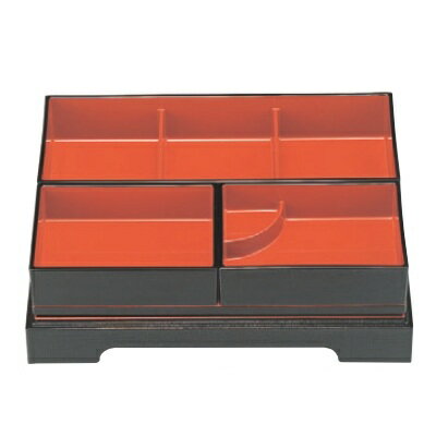 松花堂 尺1寸吹寄御膳松花堂黒布目天朱全セット 幅332 奥行252 高さ67/業務用/新品/小物送料対象商品