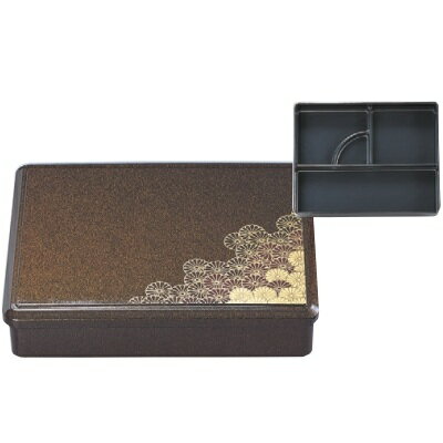 弁当箱 9寸清水弁当梨地二色菊(固定仕切) 幅283 奥行223 高さ64/業務用/新品/小物送料対象商品/テンポスのサムネイル