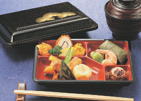 弁当箱 7寸副食入れ梨地若松内朱 幅217 奥行165 高さ53/業務用/新品/小物送料対象商品