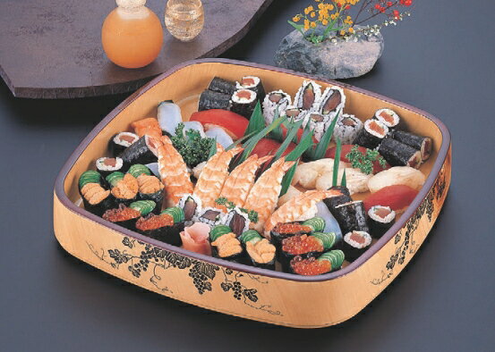 寿司桶 角D.X桶花梨ブドウ尺0寸 幅300 奥行300 高さ66/業務用/新品/小物送料対象商品