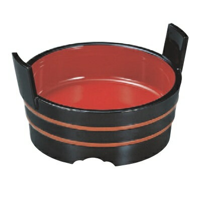 回転寿司皿 4寸両手桶 黒帯朱 高さ75 直径:120/業務用/新品/小物送料対象商品/テンポスのサムネイル