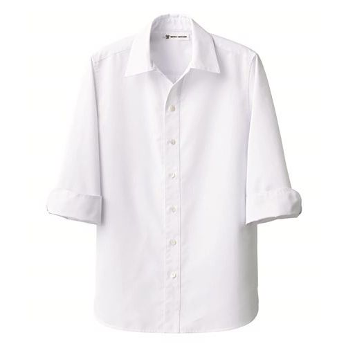 【セブンユニフォーム】7分袖スキッパーカラーシャツ（男女兼用）サイズ：SS～3L カラー：サックス,ブラウン,ブラック,ホワイト/業務用/新品/小物送料対象商品