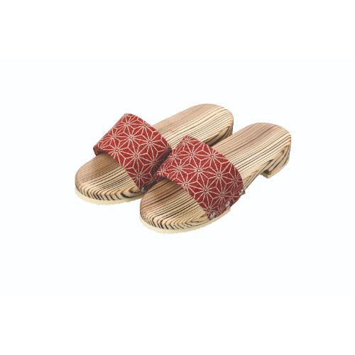 6-078-07/焼杉サンダル 麻の葉 女性用 朱 約幅23.5×7.5cm/業務用/新品/小物送料対...