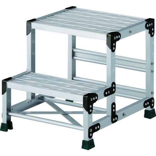 TRUSCO 作業用踏台 アルミ製・グレーチング仕様 SUS金具 2段 高0.5m 天板500×400 在庫色：黄 品番：TSFGR255/送料無料