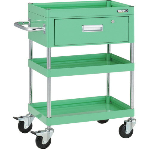 TRUSCO ツールワゴン ファルコンワゴン600×400 1段引出付 ゴム車輪 ヤンググリーン/業務用/新品/送料無料