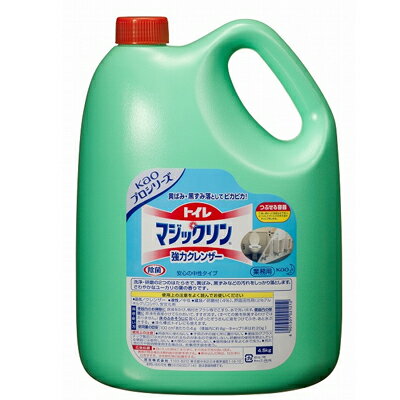 ■商品概要■商品名トイレマジックリン　強力クレンザー業務用 / 4.5L× 4本寸法4.5L× 4本メーカー花王品番-材質【成分】　研磨材（4%）、界面活性剤（2% アルキルグリコシド)、安定化剤【特長1】黄ばみ、黒ずみをスッキリ落とします。洗浄・研磨の2つのはたらきで、トイレの黄ばみ、黒ずみなどの汚れをしっかり落とします。【特長2】タテ面のおそうじもラクにできます。タレ落ちにくい液なので、タテ面のおそうじもラクにできます。【特長3】安心の中性タイプです。さわやかなユーカリの葉の香りです。重量-その他●中性■商品について■【用途】便器内の掃除・除菌、床のふき掃除に（便座及びプラスチック製品は光沢が失われるので使わない）■配送等について■●配送料について●　 配送先ご住所と数量により配送料金が異なります為、配送料金は別途御見積となります。　 ご注文確認後、納期と配送料金をご連絡させて頂きます。　※自動配信メールの金額には配送料金は含まれておりません。　 ご注文前に配送料金問い合わせ頂く場合には、ご購入希望枚数、配送先ご住所をご記入頂き、　お問い合わせボタンからお問い合わせ下さいます様お願い致します。●ご注意●　 画面上の色はブラウザやご使用のパソコンの設定により実物と異なる場合があります。