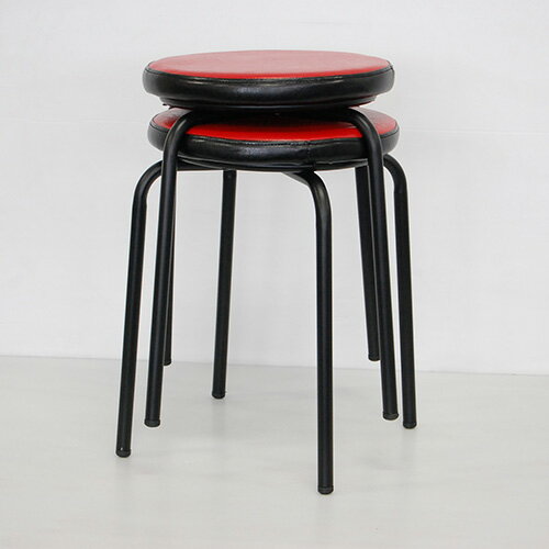 業務用椅子 パイプ丸スツール RED 20脚セット 座面:直径330×脚奥行440×高さ450/業務用家具/新品/送料無料/テンポス [2]