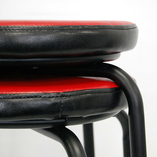 業務用椅子 パイプ丸スツール RED 20脚セット 座面:直径330×脚奥行440×高さ450/業務用家具/新品/送料無料/テンポス [3]