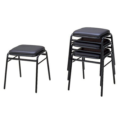 Without Backrest - MS-46-BK【ミトノ】 (止め柄)スツール スタッキング可/ブラック/4本セット 幅410×奥行435×高さ430/業務用/新品/送料別途見積