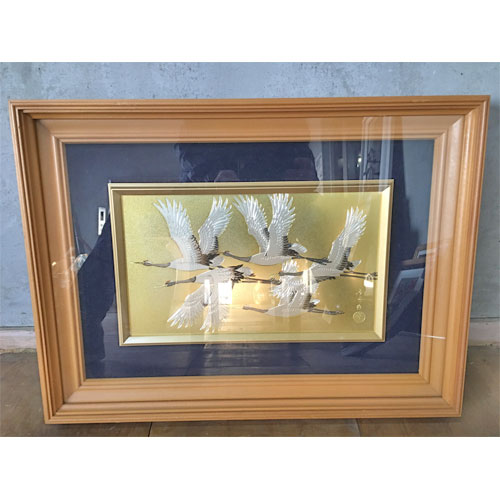 【中古】彫金額 幅600×奥行60×高さ440 【送料無料】【業務用】【飲食店 店舗 店舗備品 壁面 ディスプレイ雑貨】