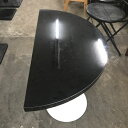 【中古】テーブル 黒メラミン 半丸 幅400×奥行800×高さ650 【送料無料】【業務用】【飲食店 店舗 厨房機器 テーブル 業務用テーブル】