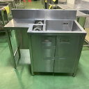 【中古】一槽シンク(変形) ゴミ受付き BGあり 幅1050×奥行600×高さ800 【送料別途見積】【業務用】【飲食店 店舗 厨房機器 一槽シンク 業務用一槽...