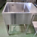 【中古】一槽シンク三方枠 BGなし 幅750×奥行600×高さ850 【送料別途見積】【業務用】【飲食店 店舗 厨房機器 一槽シンク 業務用一槽シンク】