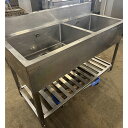 【中古】二槽シンク BGあり 幅1300×奥行600×高さ800 【送料別途見積】【業務用】【飲食店 店舗 厨房機器 二槽シンク 業務用二槽シンク】