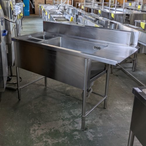 【中古】ソイルドシンク かご付き BGあり 幅1420×奥行650×高さ900 【送料別途見積】【業務用】【飲食店 店舗 厨房機器 特殊シンク 業務用特殊シンク】