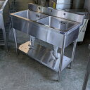 【中古】二槽シンク BGあり 幅1000×奥行450×高さ800 【送料別途見積】【業務用】【飲食店 店舗 厨房機器 二槽シンク 業務用二槽シンク】