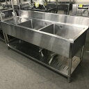 【中古】二槽シンク 左水切り付き BGあり 幅1800×奥行600×高さ800 【送料別途見積】【業務用】【飲食店 店舗 厨房機器 二槽シンク 業務用二槽シンク...