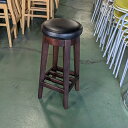 【中古】丸カウンターイス ブラウン 座黒レザー 幅290×奥行290×高さ710 【送料無料】【業務用】【飲食店 店舗 厨房機器 カウンターチェア 業務用カウンターチェア】