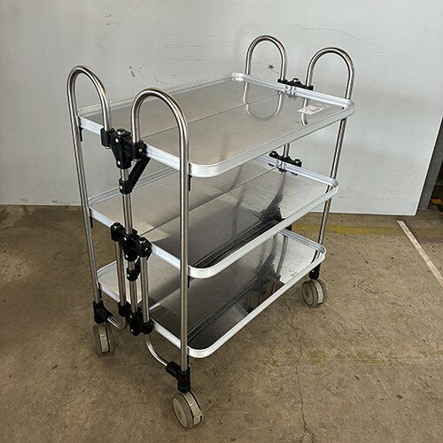 【中古】折畳ワゴン 幅700×奥行500×高さ820 【送料別途見積】【業務用】【飲食店 店舗 厨房機器 カート 配膳車 ワゴン 業務用カート 業務用配膳車 業務用ワゴン】 [2]