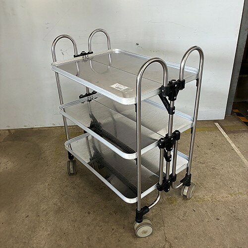 【中古】折畳ワゴン 幅700×奥行500×高さ820 【送料別途見積】【業務用】【飲食店 店舗 厨房機器 カート 配膳車 ワゴン 業務用カート 業務用配膳車 業務用ワゴン】 [3]