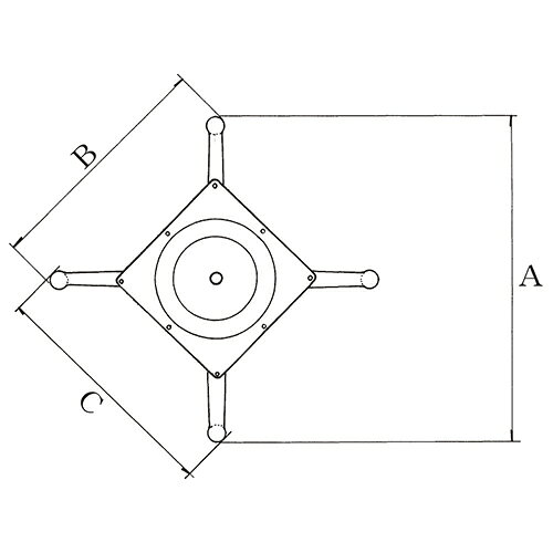ハヤシ アルミ鋳物テーブル脚 ベースサイズ:A555×B410×C410×【高さ指定可】 品番:CC-AF-555 塗装カラー:22 ポール:49φ(アルミ)/送料別 [2]