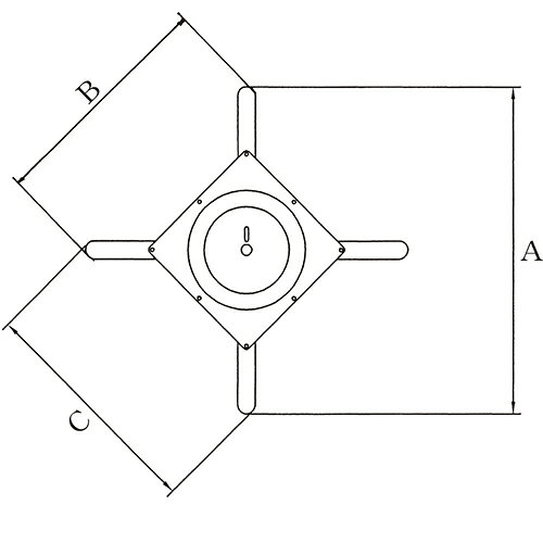 ハヤシ　アルミ鋳物テーブル脚 ベースサイズ：A560×B405×C405×【高さ指定可】 品番：SC-C-550 塗装カラー：44 ポール：42φ/送料別 tenpos2-10867466 厨房機器と店舗用品 TENPOS サンプル画像2