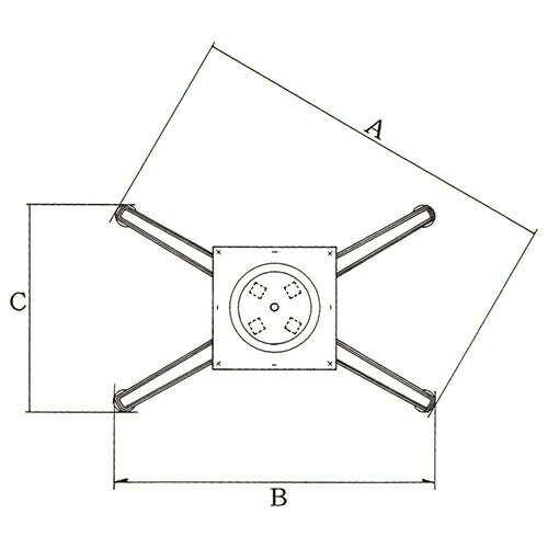 ハヤシ　アルミダイキャストテーブル脚 ベースサイズ：A620×B530×C355×【高さ指定可】 品番：SD-3D-X-620 塗装カラー：88 ポール：25角×4/送料別