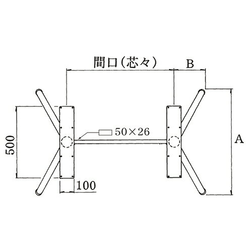ハヤシ アルミ鋳物テーブル脚 ベースサイズ:A770×B230×間口(芯々)1000mm×【高さ指定可】 品番:DC-V-450 塗装カラー:88 ポール:76φ/送料別 [3]