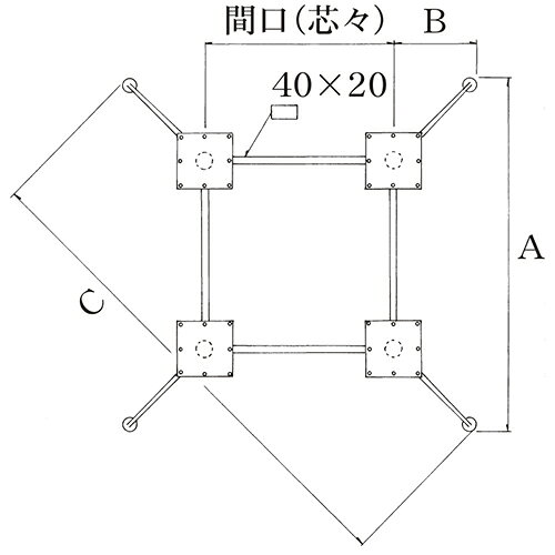 ハヤシ アルミダイキャストテーブル脚 ベースサイズ:A940×B220×C1315×間口(芯々)500mm×【高さ指定可】 品番:SS-H-W 塗装カラー:14 ポール:42φ×4本/送料別 [3]
