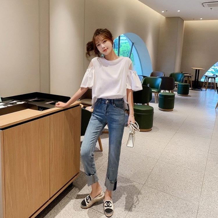 Tシャツ レディース オフショルダー 半袖 肩出し カットソー 夏物 トップス 無地 ...