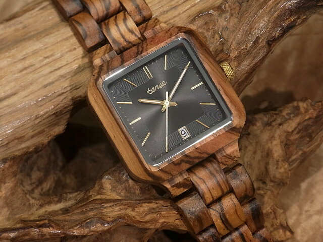 テンス 【tense】 日本公式ショップ 木製腕時計 メンズ ユニセックス ウォッチ キャレヌーヴォーモデル No.581 ゼブラウッド ギフトにも隠れた人気を誇る 天然木の木目が美しい 軽量 木製 腕時計 【日本総輸入元のメンテナンス保証付】