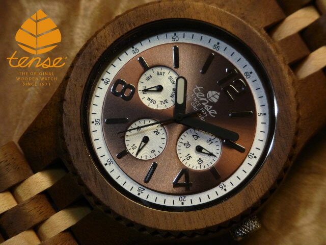 テンス 【tense】 日本公式ショップ 木製腕時計 メンズ ウォッチ グランドゥモデル No.414 ウォールナット & メープルウッド ギフトにも隠れた人気を誇る 天然木の木目が美しい 軽量 木製 腕時計 【日本総輸入元のメンテナンス保証付】