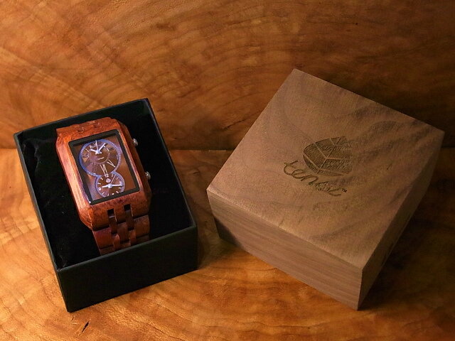 テンス 【tense】 日本公式ショップ 木製腕時計 メンズ ウォッチ デュアルタイムモデル No.28 アフリカンローズウッド ギフトにも隠れた人気を誇る 天然木の木目が美しい 軽量 木製 腕時計 【日本総輸入元のメンテナンス保証付】