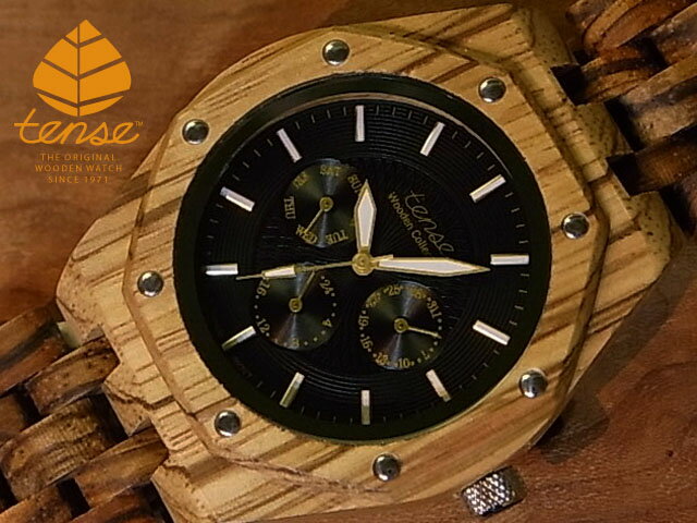 楽天tense woodwatch Webshopテンス 【tense】 日本公式ショップ 木製腕時計 メンズ ウォッチ オクタゴンプレミアムモデル No.400 ゼブラウッド ギフトにも隠れた人気を誇る 天然木の木目が美しい 軽量 木製 腕時計 【日本総輸入元のメンテナンス保証付】