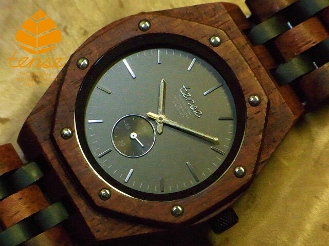 楽天tense woodwatch Webshopテンス 【tense】 日本公式ショップ 木製腕時計 メンズ ウォッチ オクタゴンアドバンストモデル No.482 アフリカンローズウッド & ダークサンダルウッド ギフトにも 天然木の木目が美しい 軽量 木製 腕時計 【日本総輸入元のメンテナンス保証付】