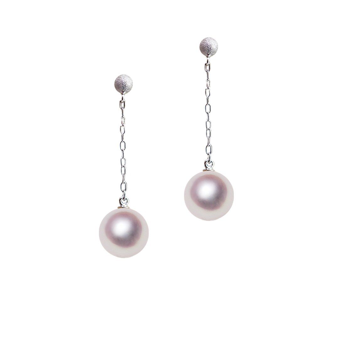 K14WG 7.5mm アコヤ真珠 デザインイヤリング 宇和島 真珠 ジュエリー・アクセサリー・Tensei Pearl 天成真珠(あこや パール 本真珠 フォ...