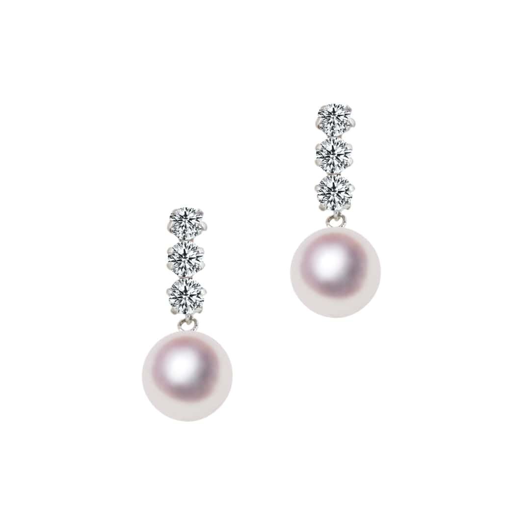 K14WG 7.5mm アコヤ真珠 デザインピアス 宇和島 真珠 ジュエリー・アクセサリー・Tensei Pearl 天成真..