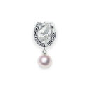 SV 7.5mm アコヤ真珠 ピンブローチ 馬と馬蹄 宇和島 真珠 ジュエリー・アクセサリー・Tensei Pearl 天成真珠(あこや パール 本真珠 フォー...