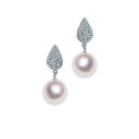 K18WG 8.5mm アコヤ真珠 デザインピアス D0.30ct 宇和島 真珠 ジュエリー・アクセサリー・Tensei Pearl 天成真珠(あこや パール ...