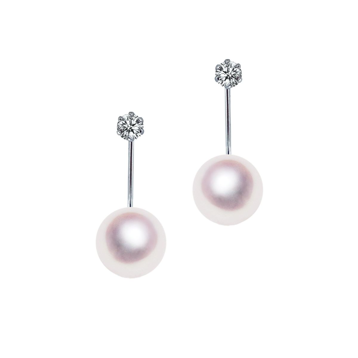 Pt 8.5mm アコヤ真珠 デザインピアス D0.10ct 宇和島 真珠 ジュエリー・アクセサリー Tensei Pearl 天成真珠(あこや パール 本真珠 フォーマル カジュアル 誕生日 結婚式 七五三 成人祝い 就職祝い 成人式 卒業式 入学式 入園式 卒園式 母の日 ギフト プレゼント)