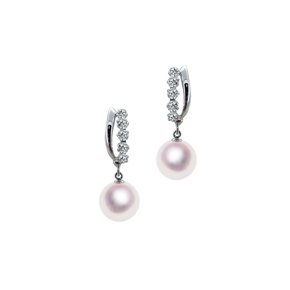 K14WG 8.0mm アコヤ真珠 デザインイヤリング 宇和島 真珠 ジュエリー・アクセサリー Tensei Pearl 天成真珠(あこや パール 本真珠 フォ...