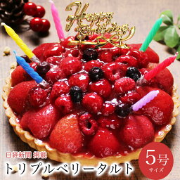 パティスリー天使のおくりもの タルト 誕生日 ケーキ バースデーケーキ 送料無料 大人 子供 インスタ映え かわいい びっくり サプライズ 誕生日プレゼント あす楽 タルト いちご フルーツたっぷり 冷凍 解凍8時間【トリプルベリータルト 5号 4-6人分】