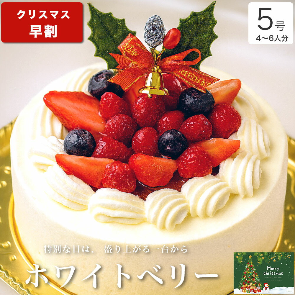 【早割 ポイント2倍 12/5まで】 クリスマスケーキ 2025 送料無料 クリスマス ギフト プレゼント お取り寄せ 苺 生クリーム ショートケーキ 大人 子供 インスタ映え かわいい びっくり サプライズ 解凍12時間【ホワイトベリー 5号 4-6人分】のサムネイル