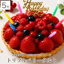 誕生日ケーキ バースデーケーキ 送料無料 大人 子供 インスタ映え かわいい びっくり サプライズ 誕生日 プレゼント ギフト フルーツたっぷり タルト いちご 冷凍 解凍8時間【トリプル ベリー タルト 5号 4-6人分】