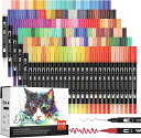 150色 アートマーカーペン セット 筆ペン 水彩毛筆 線画 ペン 水性ペン カラーペンセット クリーンカラー 塗り絵 オフィス用品 筆記具 HO-150B(3)