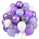 バルーン パープル ホワイト 20個 風船 紫 白 豪華セット 誕生日 飾り付け 紫 白 ラテックス風船 紙吹雪風船 バースデーパーティー 結婚式 記念日 飾り...