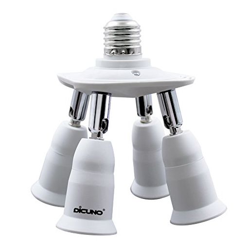 DICUNOLED電球専用4分岐ソケットE26口金対応照射角度可調延長ソケット