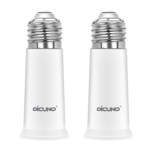 DiCUNO E26右向き矢印E26 口金延長アダプター E26 延長ソケット 約6.5CM延長する 難燃性材料PBT 2個セット